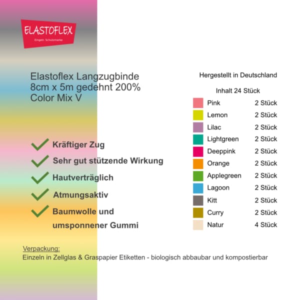 ELASTOFLEX-Langzugbinde gedehnt COLORMIX V – Bild 2