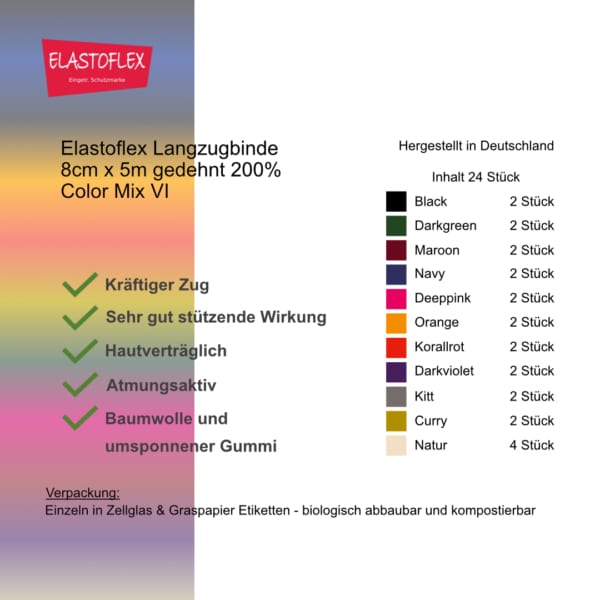 ELASTOFLEX-Langzugbinde gedehnt COLORMIX VI – Bild 2