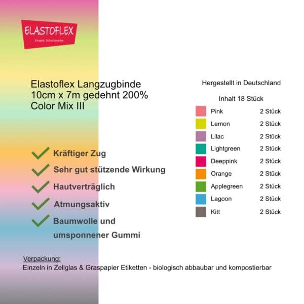 ELASTOFLEX-Langzugbinde gedehnt COLORMIX III – Bild 2